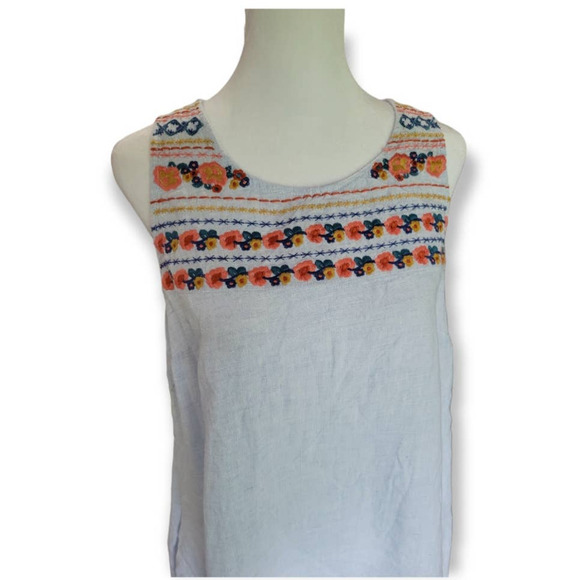 C&C California Womens Linen Floral Embroidered Sleeveless‎ Shift Dress Size S - Picture 2 of 12